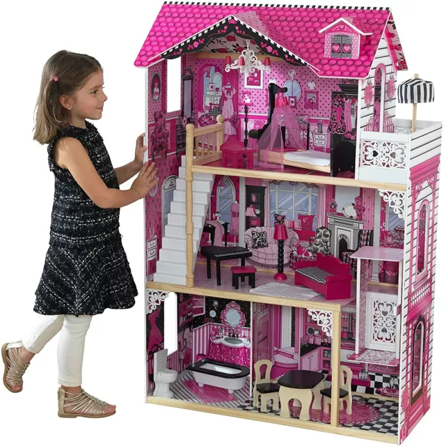 15pc 3-Storey KidKraft Amelia Dollhouse Doll House Cottage Role Play Wooden Set