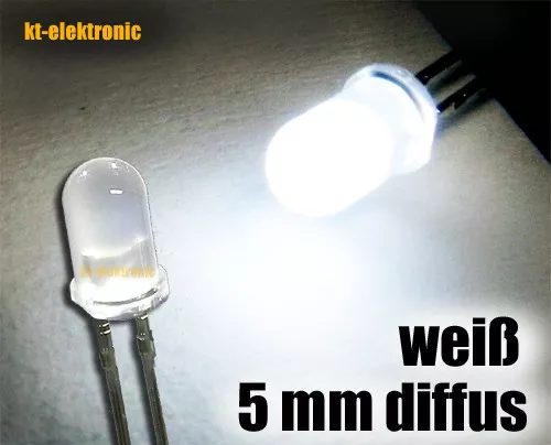 25 Stück LED 5mm weiß matt/diffus superhell Luckylight 504WM2E-W2-1P