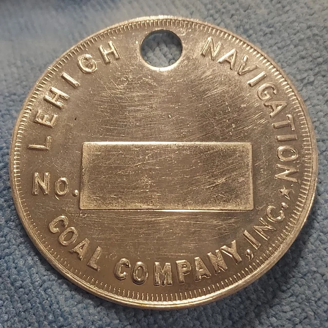1930's Lehigh Navigation Coal Co. Employee Check Mining Badge ID Tag Token FOB