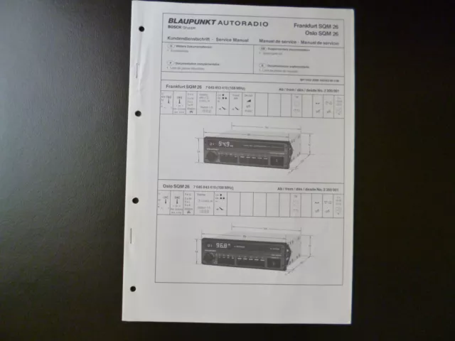 Original Service Manual Blaupunkt Autoradio Frankfurt  SQM 26 Oslo SQM 26