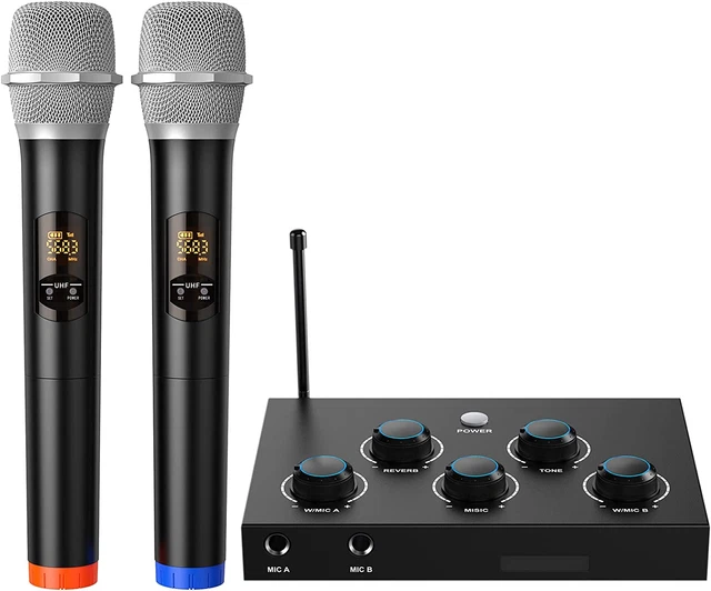 !Portable Karaoke Microphone Mixer System Set, with Dual UHF Wireless Mic, Hdmi-