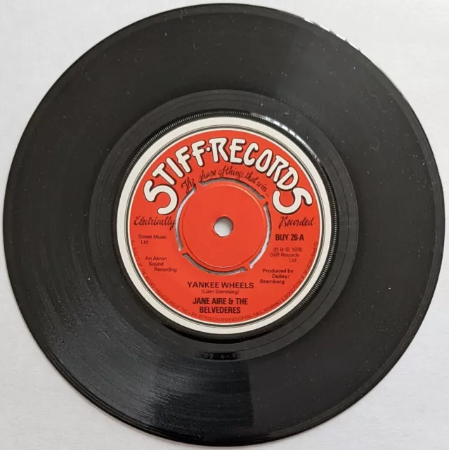 Jane Aire & The Belvederes - Yankee Wheels 7" single (1978) Stiff Records #BUY26 3