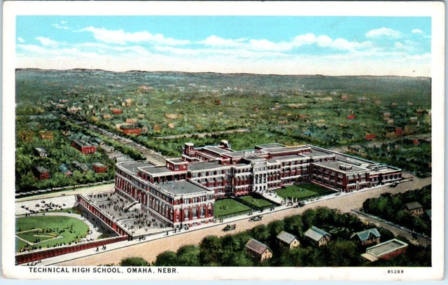 OMAHA, Nebraska  NE     Birdseye  TECHNICAL HIGH SCHOOL  ca 1920s   Postcard