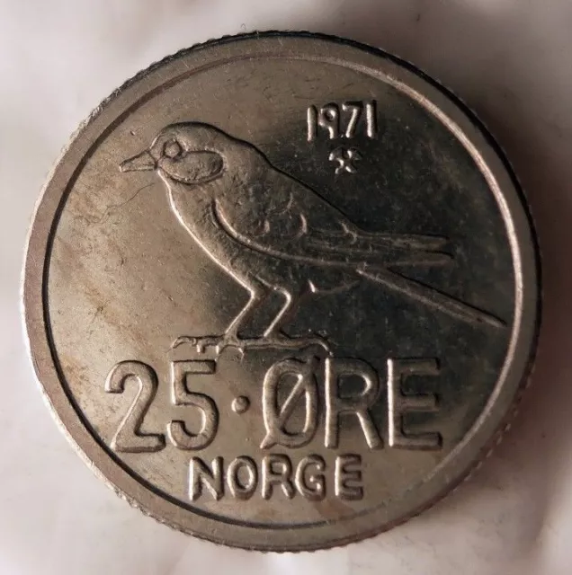 1971 Norvège 25 Ore - Oiseau Série - Excellent Norvège Poubelle A