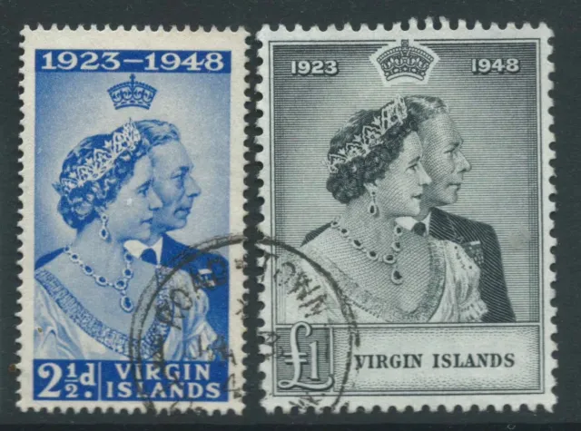 BRITISH VIRGIN IS GVI 1949 SG124/5 Silver Wedding pair very fine used. Cat £25