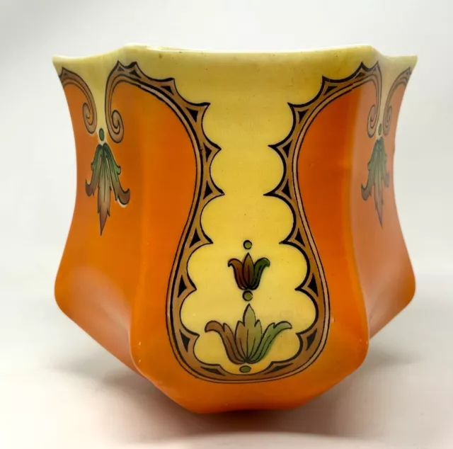 Edwardian Original Glass Lamp Shade - Art Nouveau Original Orange / Yellow