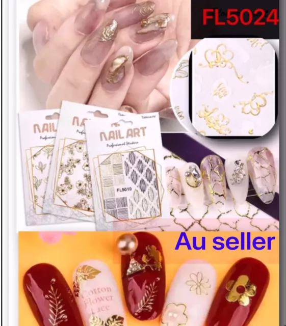 Nail Art 3D Nail Art Wraps Decal  Stickers Laser Gold Manicure Beauty DIY