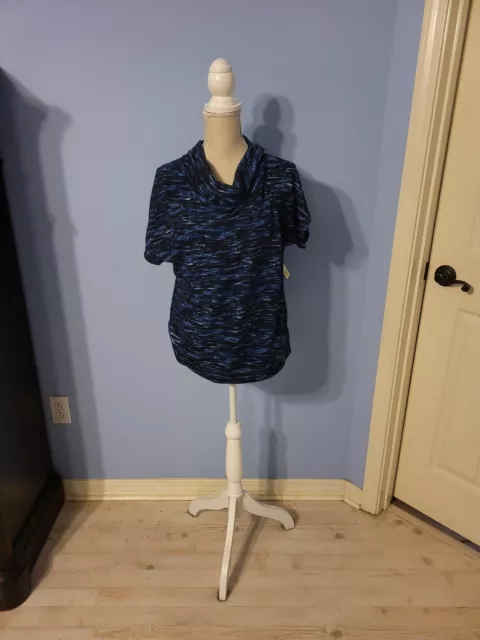 Perseption Concept Size Small Blouse Womens Blue Short Sleeve