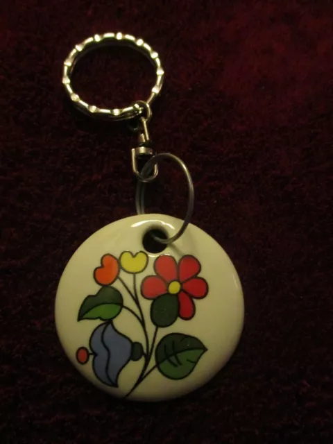 Kalocsai Handpainted key chain Made in  Hungary pretty Floral .