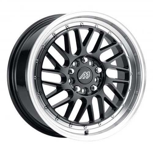 (1) 18x8 Mach Performance MP-42 Black W/ Machined Lip & Chrome Rivets | 5x114.3/