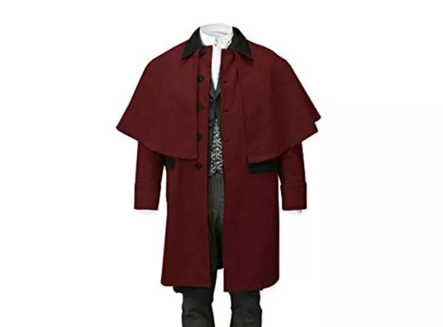 New Men's Burgundy Christmas Inverness Wool Cape Fatima Industries Fast Shipping