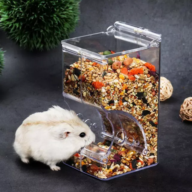 fr Hamster Automatic Transparent Food Feeder Samll Animal Food Bowl Pet Supplies