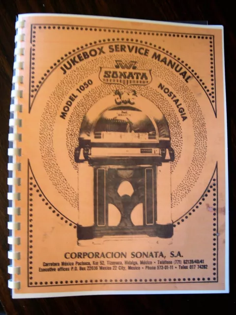 Wurlitzer Model 1050 Sonta Jukebox Manual