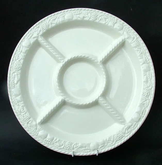 Marks and Spencer White Embossed 5-Section Nibbles Hors d'oeuvres Dish 38cm VGC