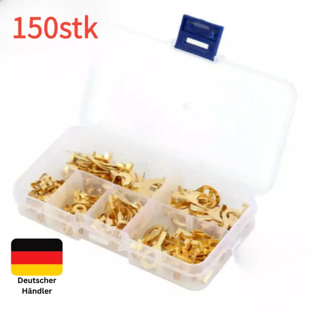 150-stk Set Sortiment Kabelschuhe Ring Ringösen Ringzungen Rohrkabelschuh M3-M10