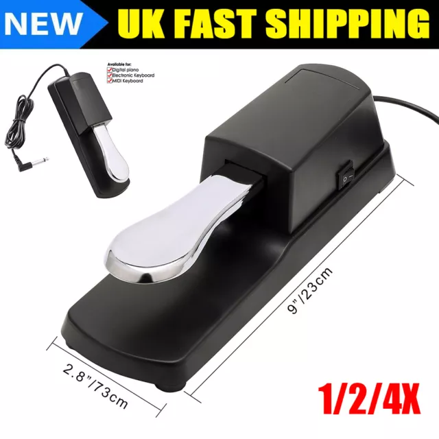1/2/4X Universal Piano-style Electronic Keyboard Foot Pedal 1/4 Input Jack Black