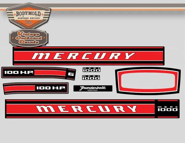 MERCURY OUTBOARD DECALS 1969 100HP Replacement decals $96.80 - PicClick AU