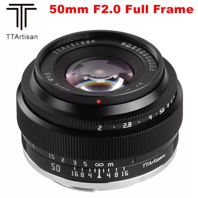 InStock TTArtisan 50 mm F2 manuelles feststehendes Vollformatobjektiv für Nikon Fuji Sony M4/3 2