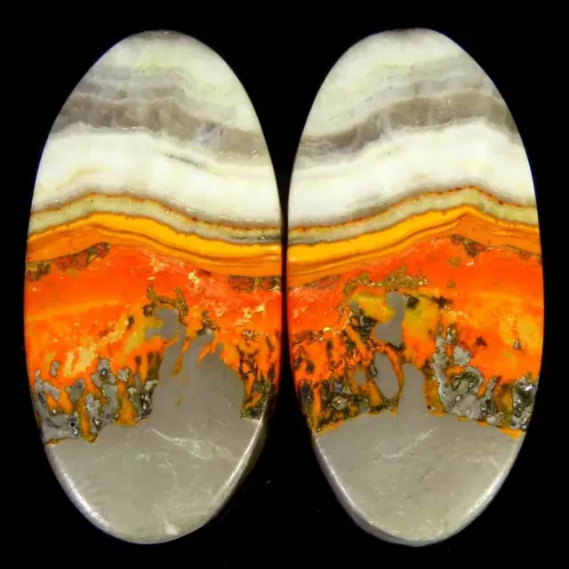 54.40Cts.100%Natural Bumble Bee Eclipse Jasper Oval 15x33x4mm Pair Cab Gemstone