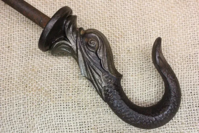 Old Plant Hook Sea Serpent Bird Cage Ceiling Hanger Vintage 1880’s Cast Iron
