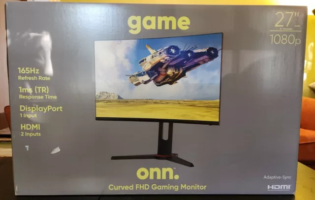 onn. 24 FHD (1920 x 1080p) 165hz 1ms Adaptive Sync Gaming Monitor with  Cables, Black, New