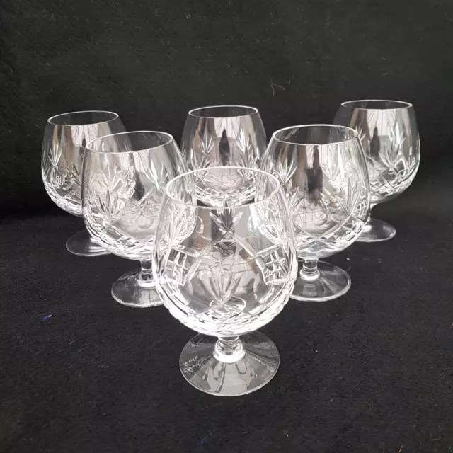 6 x Royal Brierley Crystal Elizabeth Cut BRANDY GLASSES