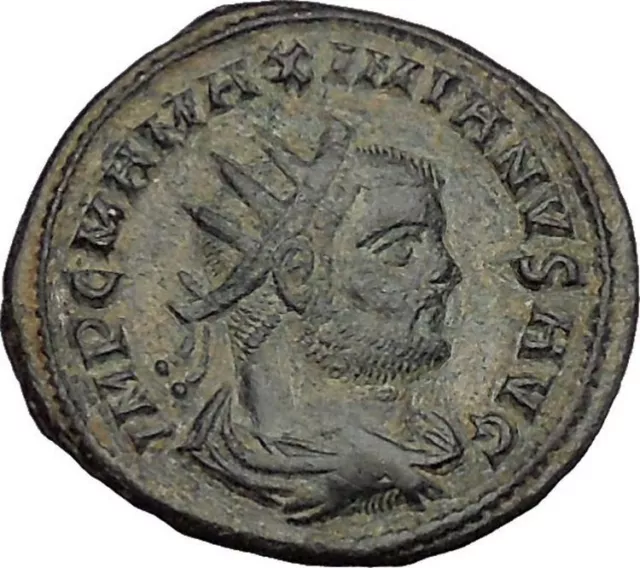 Maximian receiving Victory from Jupiter 292AD  Ancient Roman Coin i51077