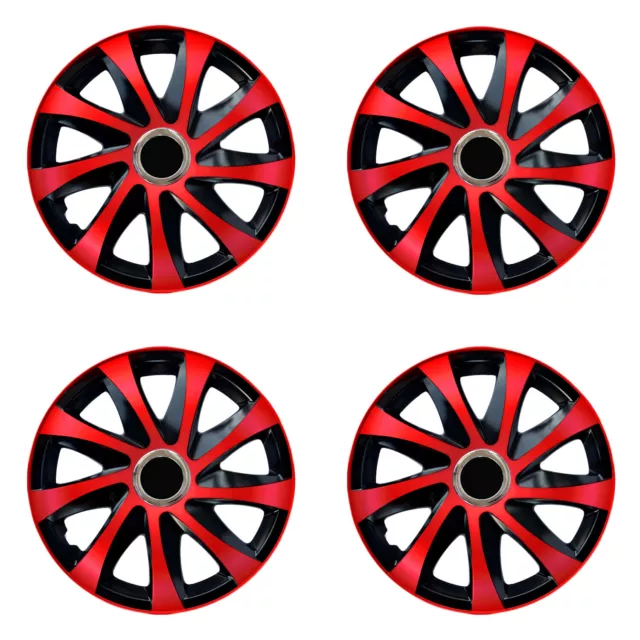 14" Hubcaps Wheel Covers Trims 14 inch Set of 4 Durable Red ABS Plastic Trim UK