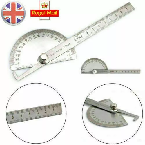 180 Degree Angle Protractor Round Head Rule Finder Craft Ruler Machinist Tool UK