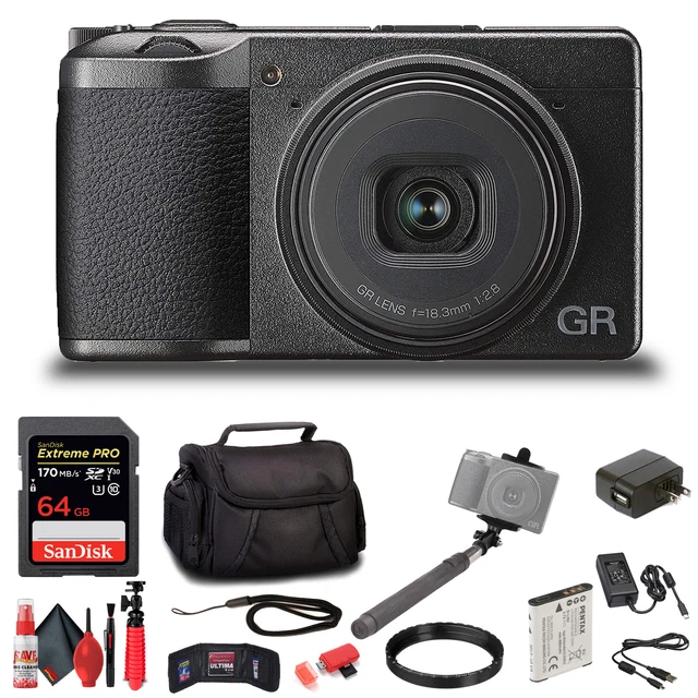 Ricoh GR III Digital Compact Camera, 24mp with Touch Screen LCD with Accessories