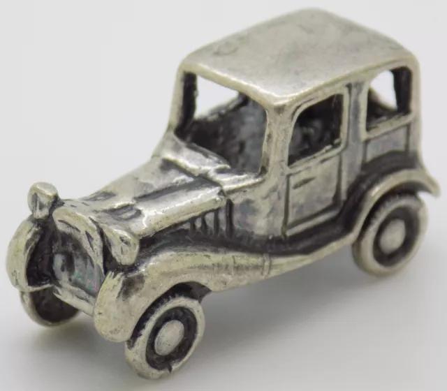 Vintage Italian Handmade Genuine Silver Dollhouse Old Car Miniature Figurine