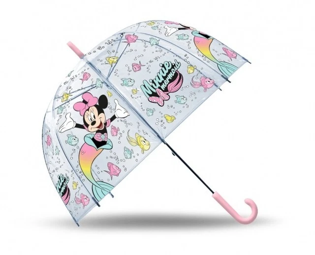 Ombrello Manuale Cupola 46cm Trasparente Minnie Mous Disney Antivento  Anna Elsa