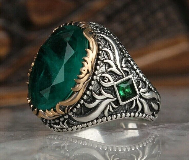 Bague pour homme Paraiba faite à la main en argent sterling 925 avec...