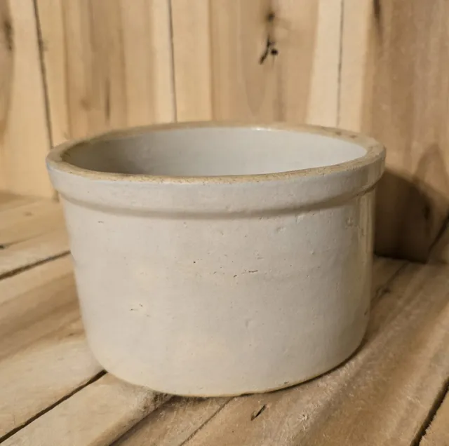 Vintage Antique Small Stoneware Crock Pottery Bowl 3 5/8" tall X 5 7/8" diameter