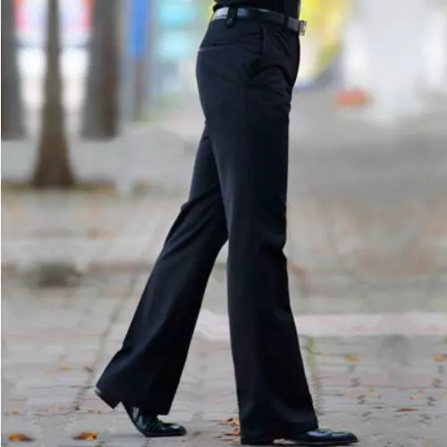 New Mens Bell Bottom Pants 60S 70S Flare Formal Dress Long Trousers Slim  Classic