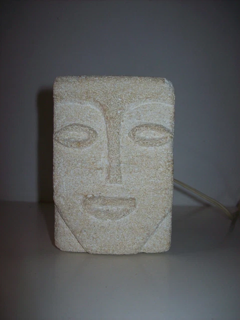 Lampe visage en pierre sculptée Albert TORMOS - France - Design années 60-70