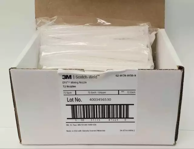 3M Scotch-Weld EPX Mixing Nozzle, Helical White, 48.5 mL & 50 mL, 72 Each