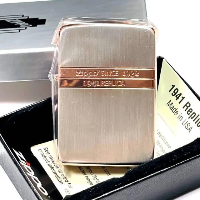 Zippo Oil Lighter Mirror Line Pink Gold Etching 1941 Replica Case Japan