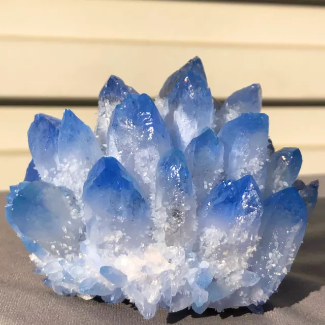 519g  New Find blue Phantom Quartz Crystal Cluster Mineral Specimen Healing