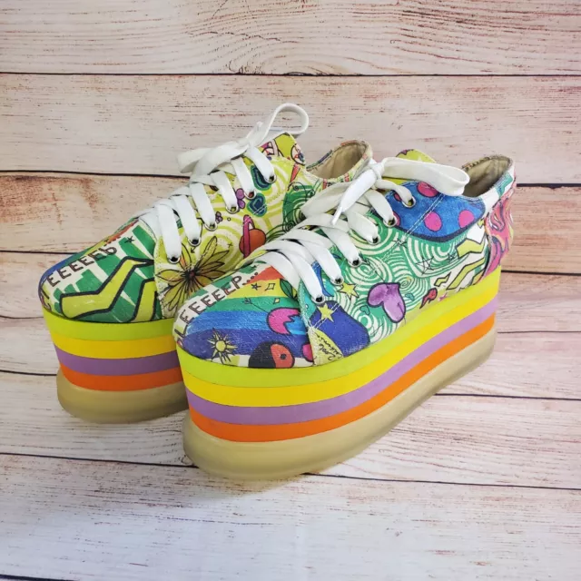 Current Mood Womens Size 9 Light Up Graphitti Rainbow Platform Sneakers Shoes