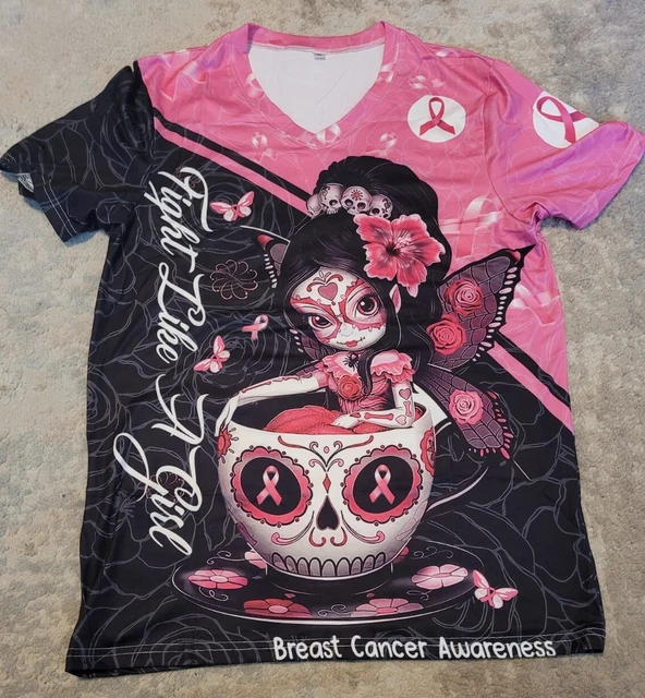 Breast Cancer Awareness Day Of Dead NWOT SHIRT Fight Like a Girl Sz M Breast Cancer Awareness Day Of Dead NWOT SHIRT Fight Like a Girl Sz M