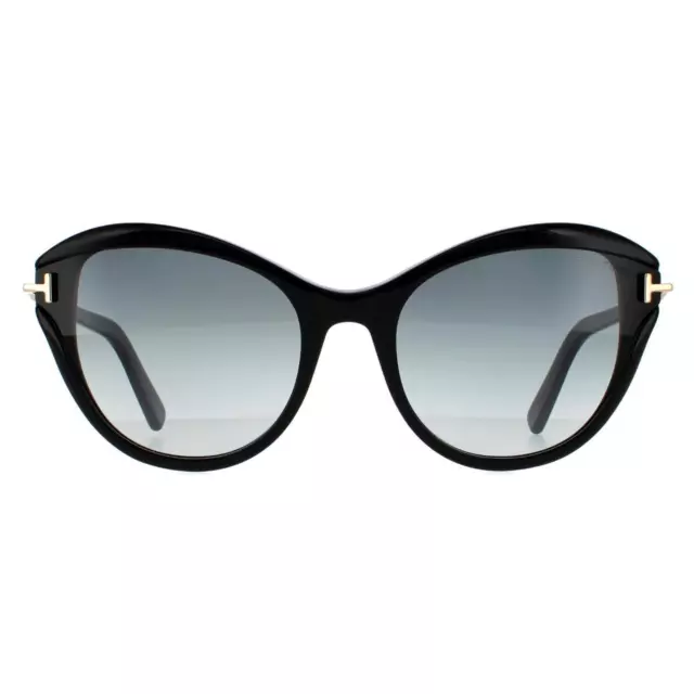 Tom Ford Lunettes de Soleil Leigh FT0850 01B Noir Brillant Dégradé Fumée