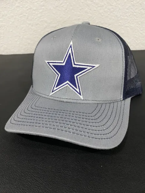 DALLAS COWBOYS STAR Logo Gray Blue Mesh Trucker Adult Size Hat Cap ...