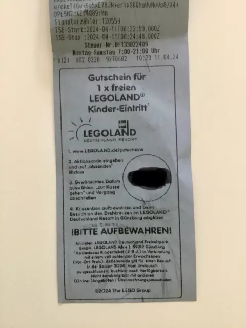 1Gutschein Legoland Günzburg Kinder Eintritt frei