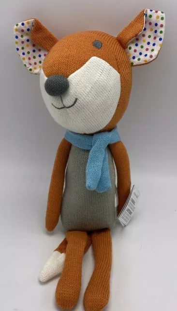 The Peanutshell Plush Fox Knit Toy Infant Nursery Decor Peanut Shell Orange New