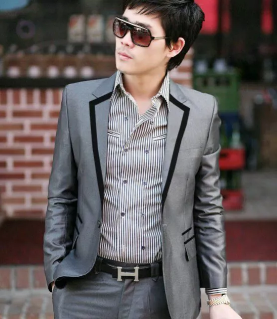 New Mens Suits Blazer Fashion Dress Casual Business Slim One Botton Suits Blazer