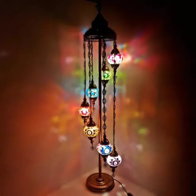 7 Ball MultiColour Turkish Moroccan Style Glass Floor Lamp Night Lamp+FREE BULB