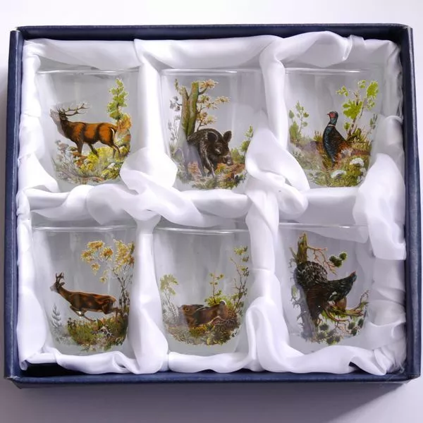 6 Piezas Aguardiente Vasos Juego" Corto " Con Colores Caza 2 CL Nuevo Regalo