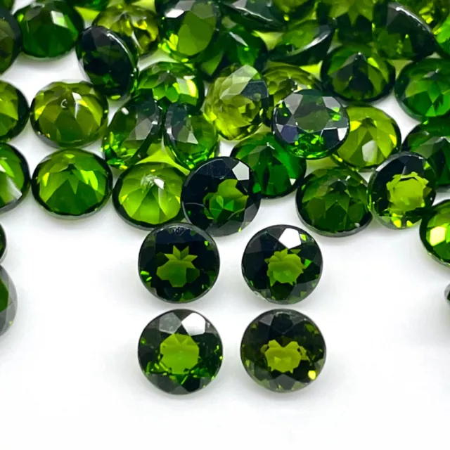 VVS 4 Pcs Natural Chrome Diopside 5mm Round Cut Vivid Green Loose Gemstones Lot