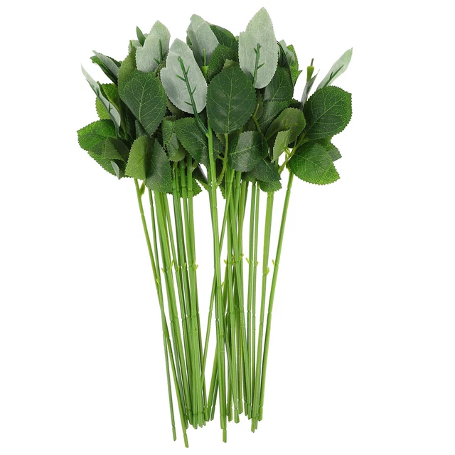 30 un. tallos de flores de simulación hojas tallos de plantas artificiales verde